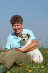 woman wit Parson Russell Terrier