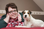 woman with Parson Russell Terrier