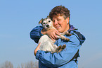 woman and Parson Russell Terrier