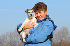 woman and Parson Russell Terrier