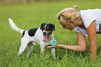 woman with Parson Russell Terrier