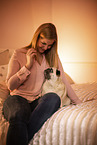 Pug on bed