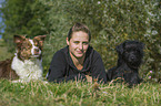 woman with 2 dogs