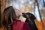 Rabbit Dachshund with woman