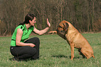 woman with Rhodesian Ridgeback