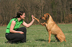 woman with Rhodesian Ridgeback