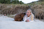 woman with  Rhodesian Ridgeback