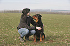 woman and Rottweiler