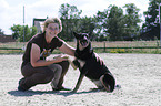 woman and shepherd