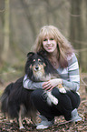 woman and Shetland Sheepdog