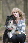 woman and Shetland Sheepdog