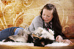 woman and Sheltie