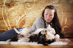 woman and Sheltie