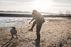 humans and Weimaraner