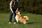 woman with Welsh Corgi Pembroke