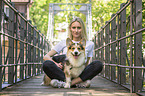 woman and Welsh Corgi Pembroke