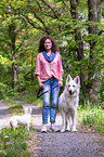 woman with 2 Dogs