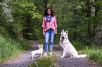 woman with 2 Dogs
