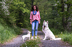 woman with 2 Dogs