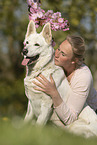 woman with White Shepherd
