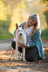 woman with white shepherd