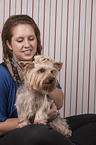 woman with Yorkshire Terrier