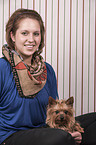 woman with Yorkshire Terrier