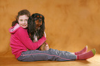 girl with King Charles Spaniel