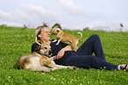 woman with dogs