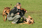 woman with Rhodesian Ridgeback