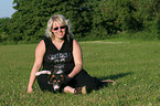 woman with mongrel puppy
