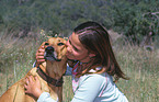 young woman with dog