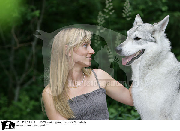 Frau und Schferhund-Mischling / woman and mongrel / DJ-01813