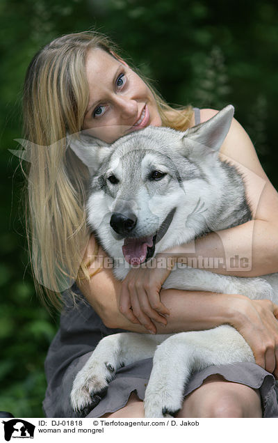 Frau und Schferhund-Mischling / woman and mongrel / DJ-01818