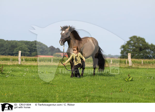 Mdchen mit Konik-Mix / girl with horse / CR-01894