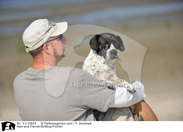 Mann und Franzsiche-Bulldogge-Pointer / man and Frensh-Bulldog-Pointer / YJ-10624