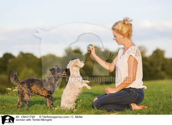 woman with Terrier-Mongrel / CM-01799