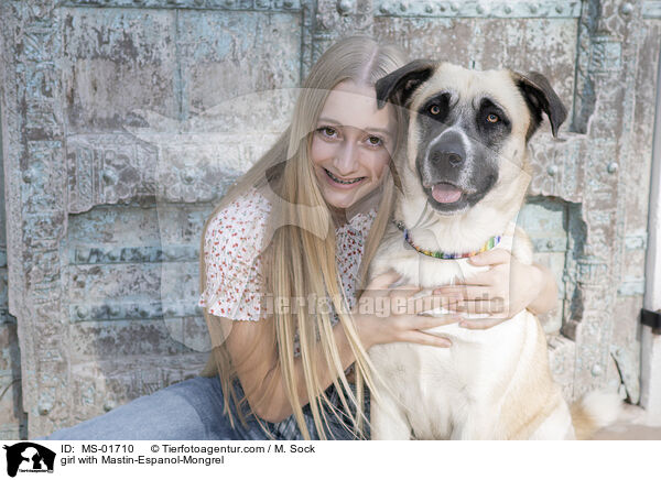 Mdchen mit Mastin-Espanol-Mischling / girl with Mastin-Espanol-Mongrel / MS-01710