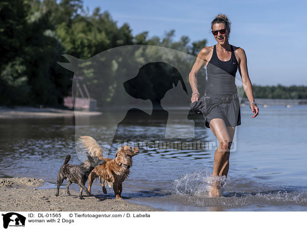 Frau mit 2 Hunden / woman with 2 Dogs / DL-01565