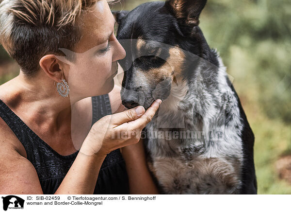 Frau und Border-Collie-Mischling / woman and Border-Collie-Mongrel / SIB-02459
