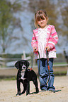 girl and mongrel puppy