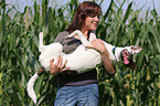 woman and mongrel