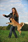 woman and mongrel