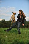 woman and mongrel