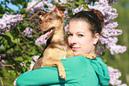 woman with mongrel