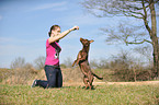 woman and mongrel