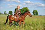 woman rides horse
