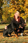 woman with mongrel