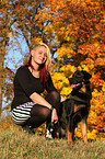 woman with mongrel