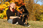 woman with mongrel